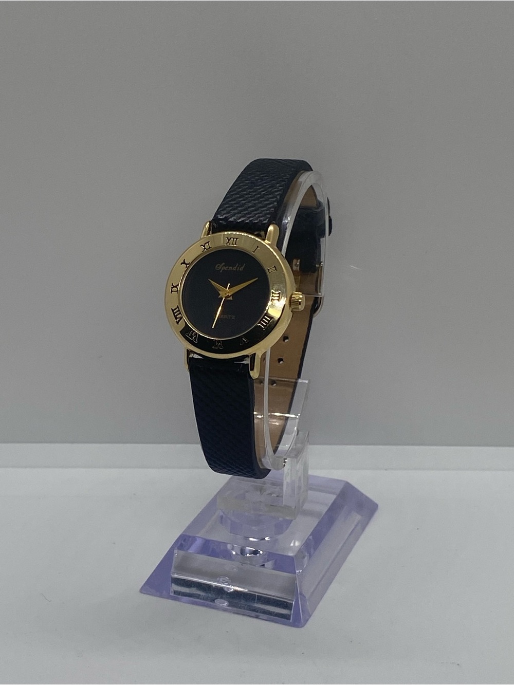 Classic Gold-Tone Black Strap Ladies Quartz Watch